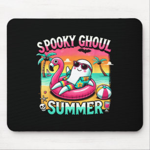 Spooky Ghoul Summer Cute Ghost Flamingo Summer Vac Mouse Pad