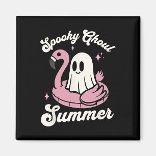 Spooky Ghoul Summer Cute Ghost Flamingo Summer Vib Magnet