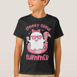 Spooky Ghoul Summer Cute Ghost Flamingo Summer Vib T-Shirt