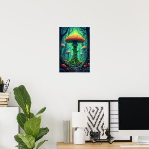 Spooky Giant Mushroom Poster