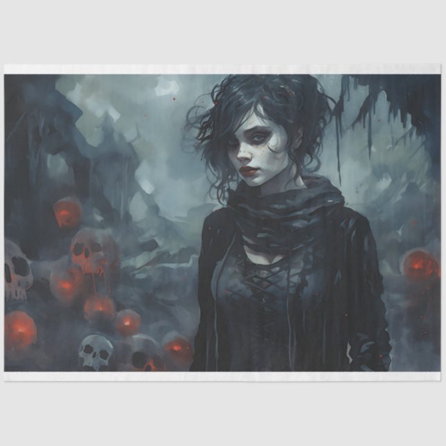 Spooky Girl 4 Decoupage Paper (Front)