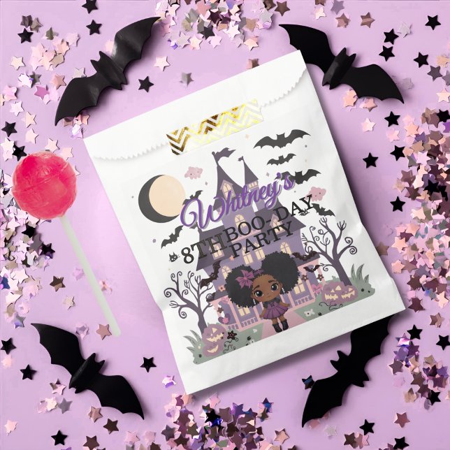 Spooky Girl Purple afro-puff Birthday Party Favour Bags (Spooky Girl Purple afro-puff Birthday Party Favor Bag)