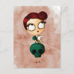 Spooky girl with Opossum Postcard