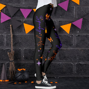 Spooky Girls Halloween Purple Orange & Black Leggings