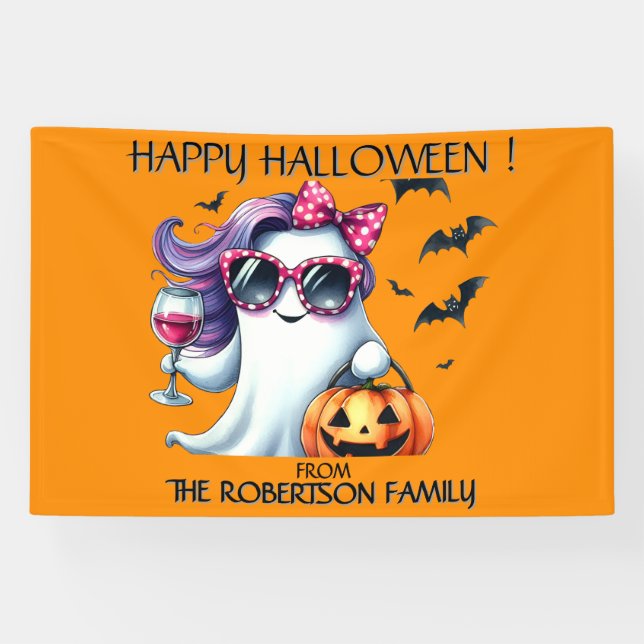 Spooky Girly Ghost Halloween  Banner (Horizontal)