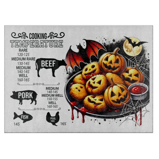Spooky Glass Cutting Board for Halloween Kitchens (Front)
