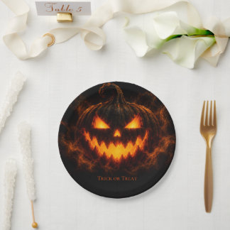 Spooky Glow Halloween Jack-O'-Lantern Gift Tag Paper Plate