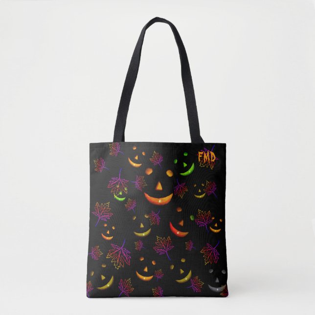 Spooky Glow Happy Jack-O'-lantern  Tote Bag (Front)