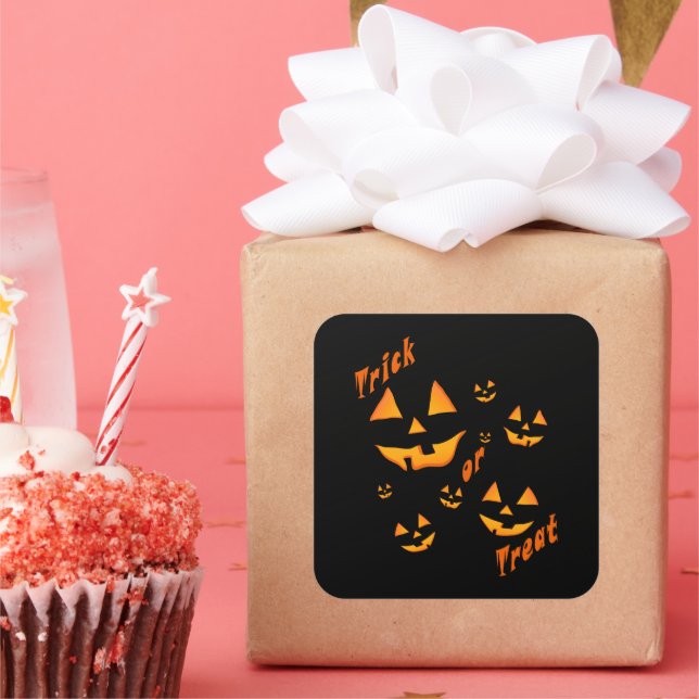 Spooky Glow: Jack-O’-Lantern & Trick-or-Treat Square Sticker (Party)