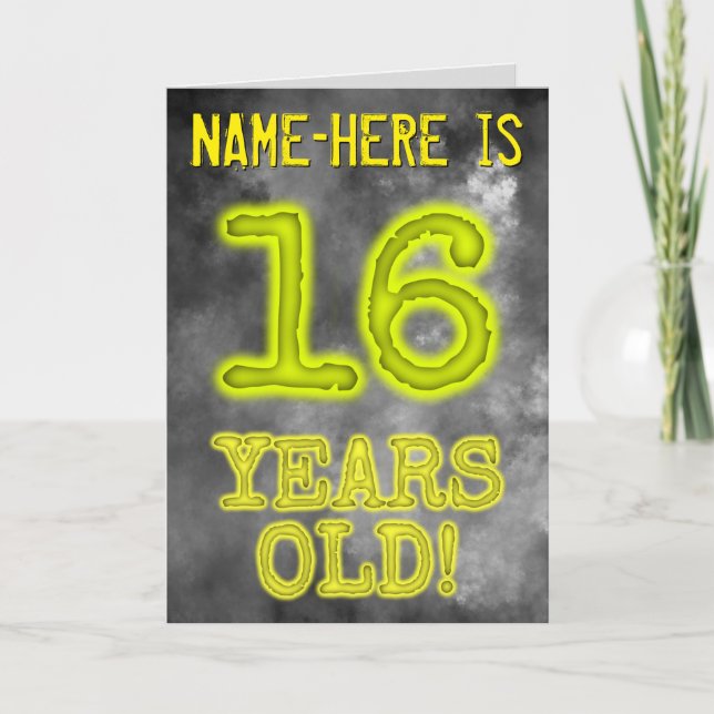 Spooky Glowing Aura Look "16 YEARS OLD!" + Name Card (Front)