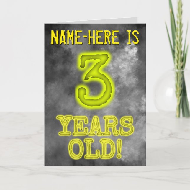 Spooky Glowing Aura Look "3 YEARS OLD!" + Name Card (Front)