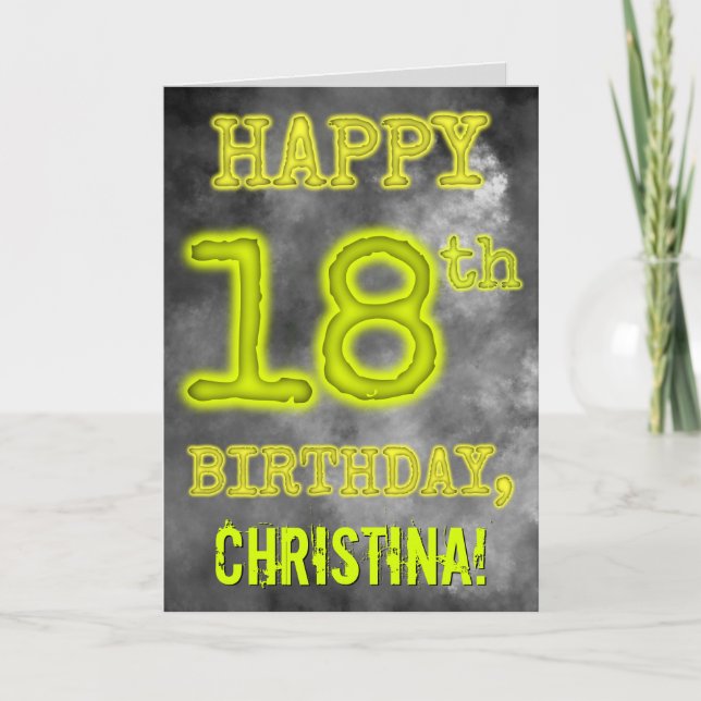 Spooky Glowing Aura Look "HAPPY 18th BIRTHDAY" Card (Front)