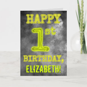 Spooky Glowing Aura Look "HAPPY 1st BIRTHDAY" Card