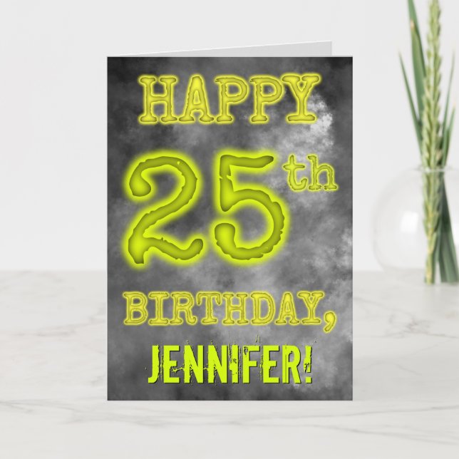 Spooky Glowing Aura Look "HAPPY 25th BIRTHDAY" Card (Front)