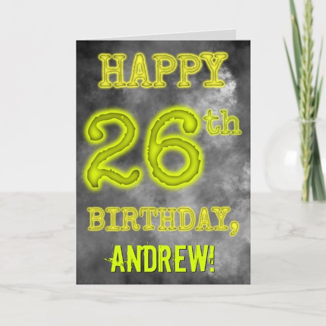 Spooky Glowing Aura Look "HAPPY 26th BIRTHDAY" Card (Front)
