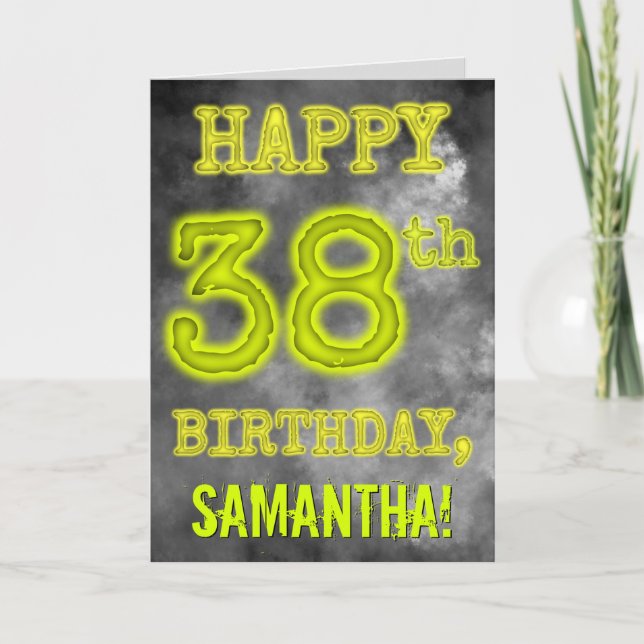 Spooky Glowing Aura Look "HAPPY 38th BIRTHDAY" Card (Front)