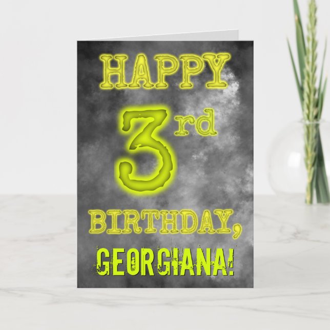 Spooky Glowing Aura Look "HAPPY 3rd BIRTHDAY" Card (Front)