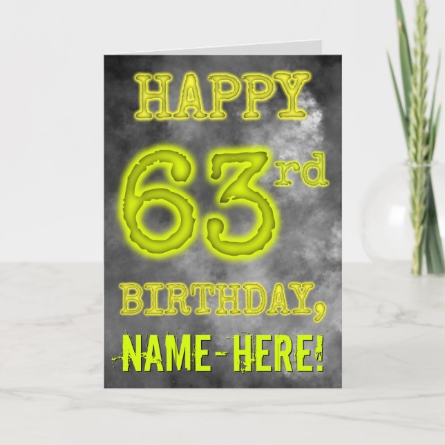 Spooky Glowing Aura Look "HAPPY 63rd BIRTHDAY" Card (Front)
