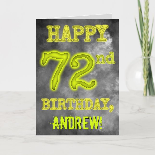 Spooky Glowing Aura Look "HAPPY 72nd BIRTHDAY" Card (Front)