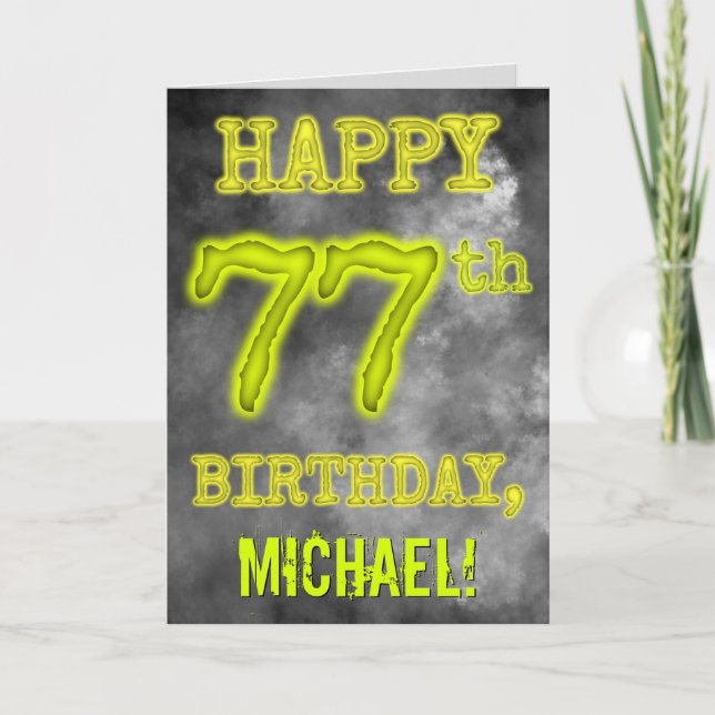 Spooky Glowing Aura Look "HAPPY 77th BIRTHDAY" Card (Front)