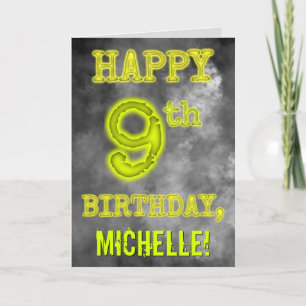 Spooky Glowing Aura Look "HAPPY 9th BIRTHDAY" Card
