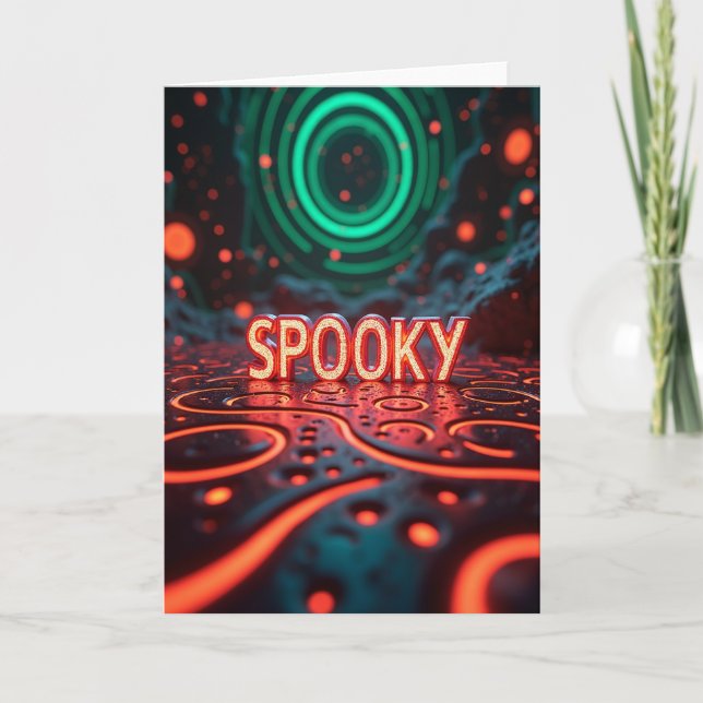 Spooky Glowing Red Lights Card (Front)