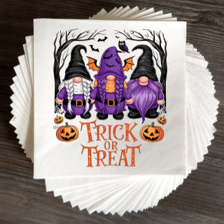 Spooky Gnomes Black Goth Witch Gnome Halloween  Napkin