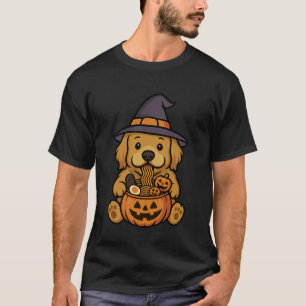 Spooky Golden Retriever Pumpkin Japanese Ramen Noo T-Shirt