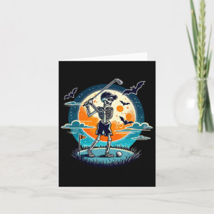 Spooky Golfing Skeleton Halloween Costume Funny Go Card