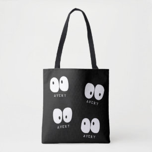Spooky Googly Eye Modern Monogram Custom Halloween Tote Bag