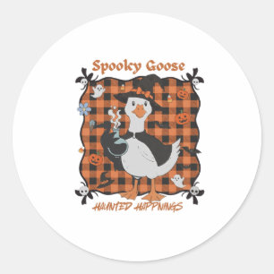 Spooky Goose Halloween Design Fall Decor Funny Com Classic Round Sticker