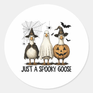 Spooky Goose Halloween Ghost Witch Pumpkin Costume Classic Round Sticker