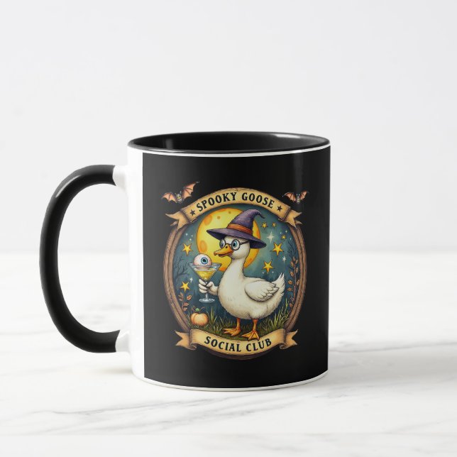 Spooky Goose Halloween Ilustration Graphic Mug (Left)
