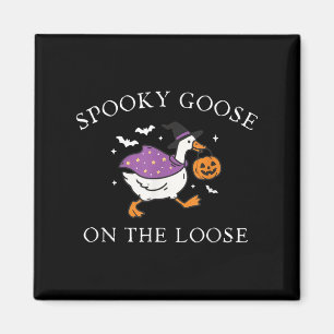 Spooky Goose On The Loose Funny Witch Pumpkin Hall Magnet