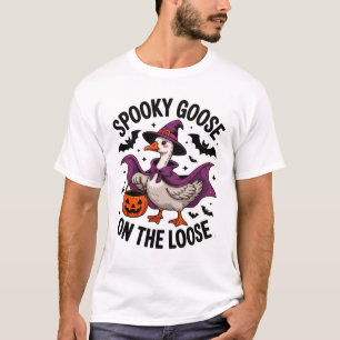 Spooky Goose on the Loose Witch Hat And Pumpkin T-Shirt
