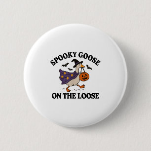 Spooky Goose On The Loose Witch Silly Goose Animal 6 Cm Round Badge