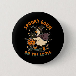 Spooky Goose On The Loose Witch Silly Goose Animal 6 Cm Round Badge