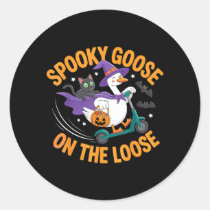 Spooky Goose On The Loose Witch Silly Goose Animal Classic Round Sticker