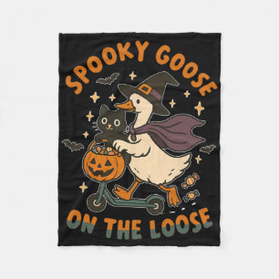 Spooky Goose On The Loose Witch Silly Goose Animal Fleece Blanket
