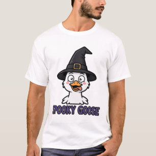 Spooky Goose Witch Hat Funny Halloween Art T-Shirt