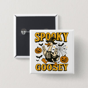 Spooky Goosey Halloween For Boy Girl Pumpkin Ghost 15 Cm Square Badge