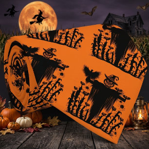 Spooky Goth Halloween Scarecrow Pumpkin Cornfield Tie