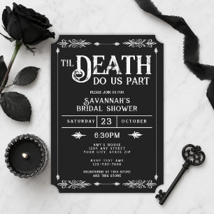 Spooky Gothic Black and White Bridal Shower Invitation