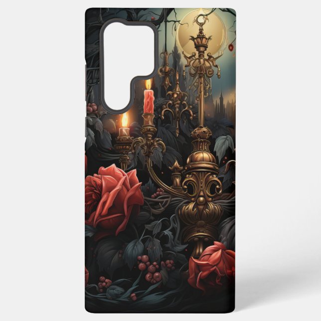 SPOOKY GOTHIC CANDLEABRA WITH RED ROSES SAMSUNG GALAXY S22 ULTRA CASE (Back)