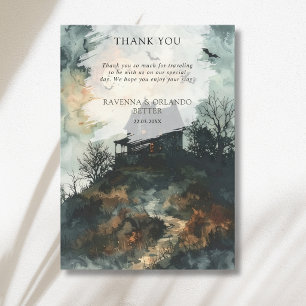 Spooky Gothic Castle Moon Wedding Thank You Card