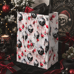 Spooky Gothic Christmas Skulls Medium Gift Bag