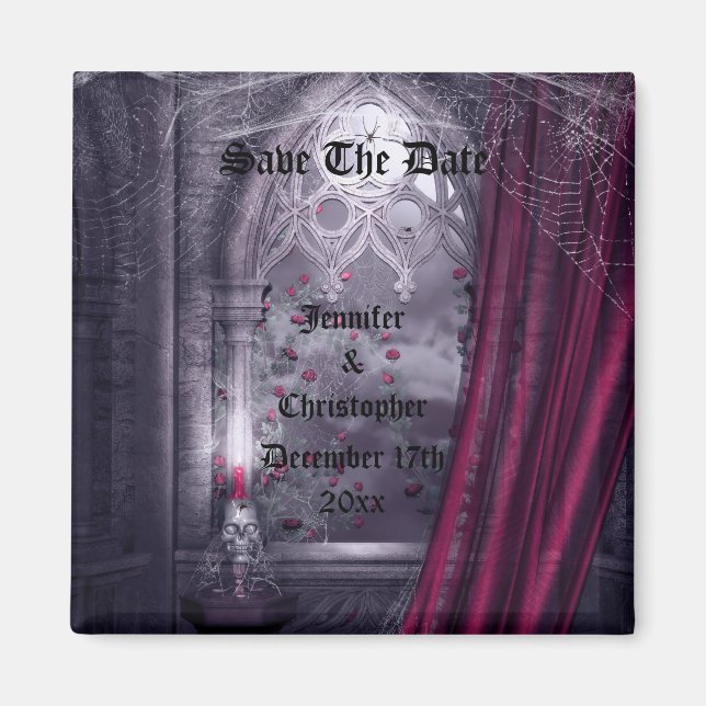 Spooky Gothic Church Save The Date Wedding Magnet (Front)