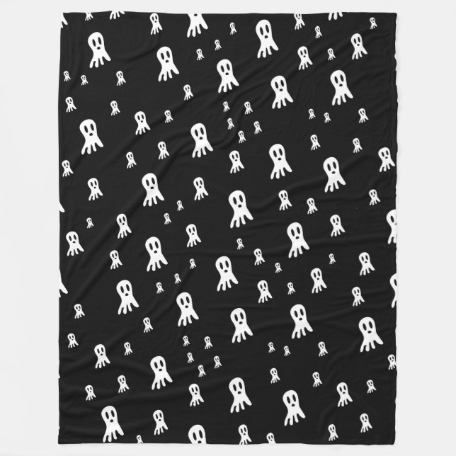 Spooky Gothic Ghost Illustration Fleece Blanket (Front)