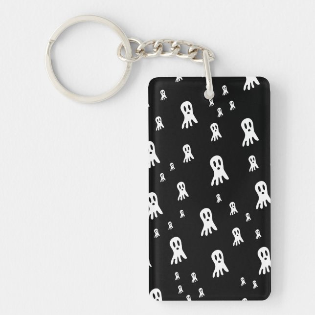 Spooky Gothic Ghost Illustration Key Ring (Front)