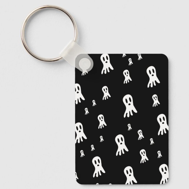 Spooky Gothic Ghost Illustration Key Ring (Front)